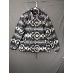 Pendleton Mens Large Harding Print Coaches Jacket Gray Black